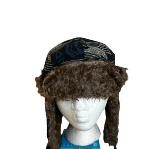 Dakota Dan Trapper Aviator Bomber Hat Faux Fur Lining Chin & Ear Flaps